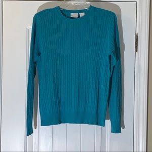 Kim Rogers Cable Sweater Small Blue Long Sleeve